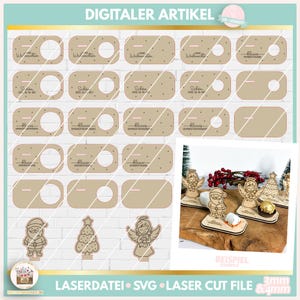 File laser regalo per gli ospiti di Natale e souvenir SVG, decorazione della tavola di Natale SVG, portacandela natalizio SVG, commerciale