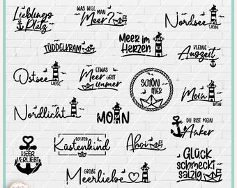 Plotterdatei Maritim deutsche Sprüche SVG, Maritime Schriftzüge SVG, Plotterdatei Sommer, Digistamp Martim, Laserdatei maritim, gewerblich