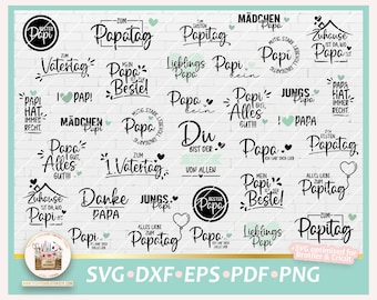 Cut File Fathers Day Bundle SVG, Fathers Day Saying, Fathers Day Lettering, German Saying, Dad SVG, Fathers day commercial, Clipart Daddy