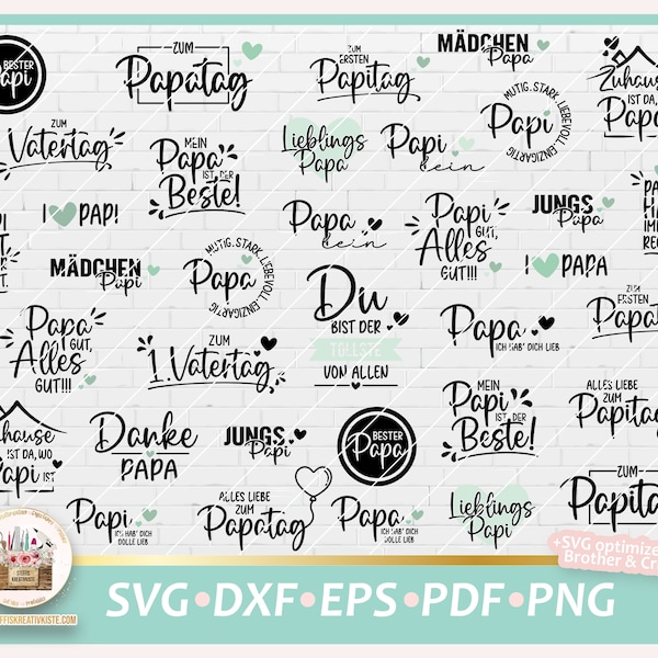 Cut File Fathers Day Bundle SVG, Fathers Day Saying, Fathers Day Lettering, German Saying, Dad SVG, Fathers day commercial, Clipart Daddy