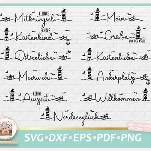 Plotterdatei Maritim Schriftzüge deutsch SVG, Leuchtturm Schriftzüge, Maritime Sprüche, Bundle Maritim, Kerze Maritim, Maritim kommerziell
