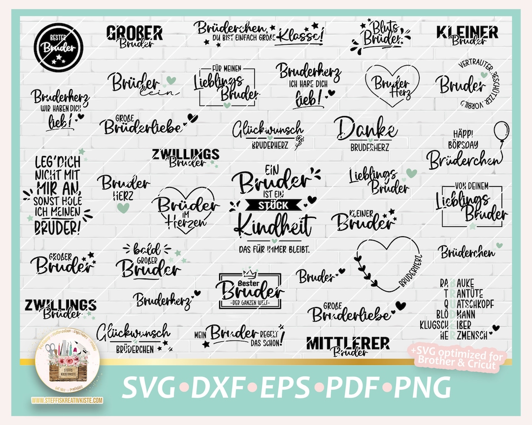 Plotterdatei Bruder deutsche Sprüche SVG, Bruder Schriftzüge, Digistamp