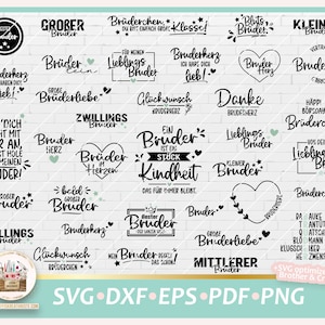 Cut File Brother Sayings Bundle SVG, Brother Heart SVG, Clipart Brother, Brother German Sayings, Brother funny, Little Brother SVG