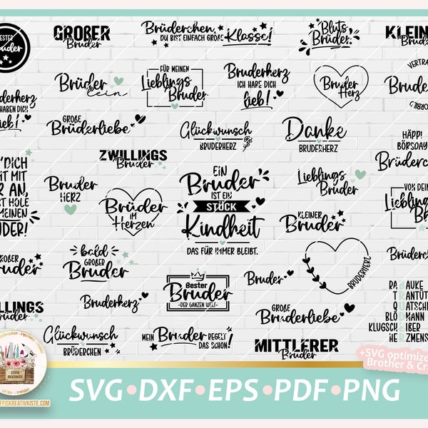 Plotterdatei Bruder deutsche Sprüche SVG, Bruder Schriftzüge, Digistamp Bruder, Bruderherz, Bruder Bundle, Bruder Sprüche lustig, gewerblich