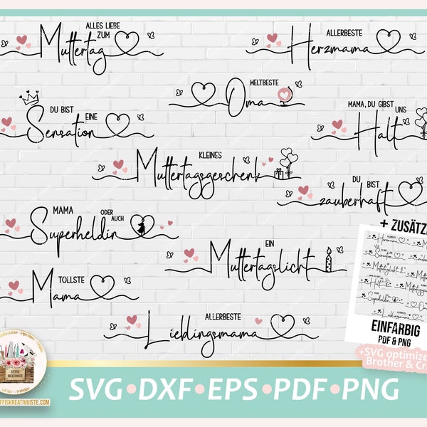 Plotterdatei Muttertag deutsche Schriftzüge SVG, Digistamp Muttertag, SVG Muttertag, Muttertag gewerblich, Kerze Muttertag, Mama Svg, Mutti