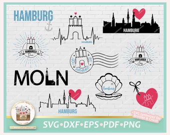 Bundle City Hamburg Germany SVG, Cut File Hamburg City Saying, Hamburg City commercial, Hamburg City PNG Clipart, Svg Hamburg Lettering
