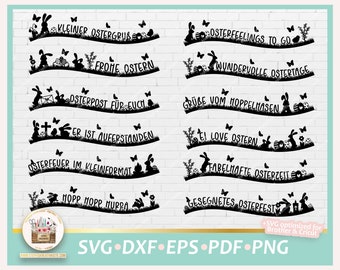 Cut File Easter Lettering SVG, Easter German Greetings, DXF Easter, Easter Sayings svg, Clipart Easter PNG, Easter commercial
