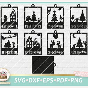 Cut File Christmas Tags German Sayings SVG, Digistamp Christmas Tags, Cutting template Christmas Tags, Dxf Christmas Gift Tags, PNG Gift Tag