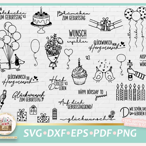 Plotterdatei Geburtstag Bundle SVG, Geburtstag deutsche Sprüche, Digistamp Geburtstag, Geburtstag Schriftzüge, Geburtstag gewerblich