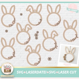 Laserdatei Ostern Kranz SVG, Laserdatei Frühling Kranz SVG, Türkranz SVG, Ostern Anhänger, Laser Cut Ostern, Türkranz Laserdatei, gewerblich