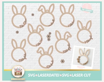 Laserdatei Ostern Kranz SVG, Laserdatei Frühling Kranz SVG, Türkranz SVG, Ostern Anhänger, Laser Cut Ostern, Türkranz Laserdatei, gewerblich