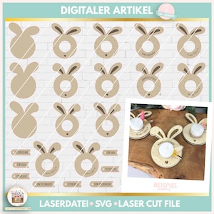 Easter Laser Cut File Tealight Holder Bunny SVG, Easter Candle Holder Laser File, Easter Bunny Candle Holder SVG, Commercial Use