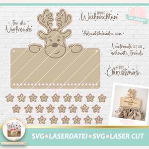 Laser Cut advent calendar SVG, laser file advent calendar numbers SVG, laser file christmas, laser cut christmas calendar SVG, commercial