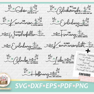 Plotterdatei Kommunion und Firmung deutsche Schriftzüge SVG, Digistamp Kommunion, SVG Firmung, Kommunion gewerblich, Kommunion Sprüche