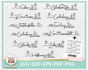 Plotterdatei Kommunion und Firmung deutsche Schriftzüge SVG, Digistamp Kommunion, SVG Firmung, Kommunion gewerblich, Kommunion Sprüche