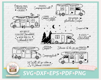 Plotter file camping caravan SVG, plotter file motorhome, camping sayings, Digistamp camping, Digstamp caravan, camping commercial