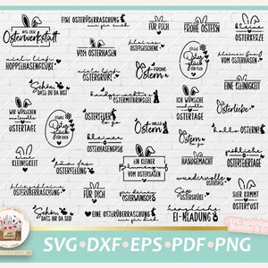 Plotterdatei Ostern Sprüche deutsch Etiketten SVG, Plotterdatei Ostern Schriftzüge, Bundle Ostern Sprüche, Anhänger Sprüche Bild 1