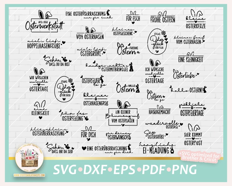 Plotterdatei Ostern Sprüche deutsch Etiketten SVG, Plotterdatei Ostern Schriftzüge, Bundle Ostern Sprüche, Anhänger Sprüche Bild 1