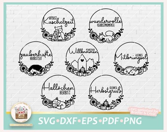Plotterdatei Herbst Kranz SVG, Herbstkränze SVG, Herbstlich Willkommen, Laserdatei Herbst, Herbst gewerblich, DXF Herbst, Png Herbst
