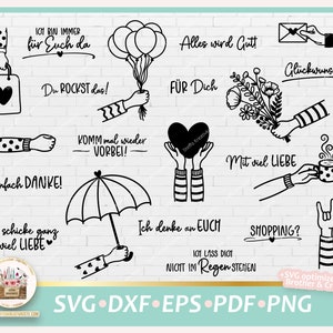 Cut File Hands and Arms German Lettering SVG, Hands SVG, Hands DXF, German Saying Bundle, Hands Doodle, Arms Doodle, Arms Bundle commercial