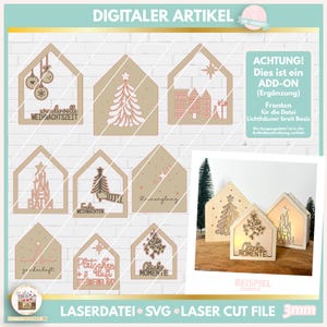 Christmas Laser Cut File for Wide Light House Fronts SVG, Christmas Replacement Front SVG, Mistletoe Front, Canal Houses SVG, commercial