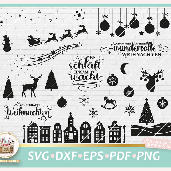 Bundle Christmas Motifs and German Sayings SVG, Christmas Houses SVG, Svg Winter Landscape, Clipart Christmas, Svg Christmas commercial