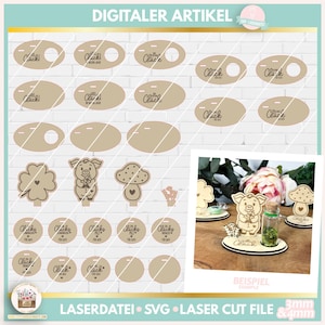Laserdatei Neujahr Gastgeschenk und Mitbringsel SVG, Tischdekoration Neujahr und Silvester SVG, Laserdatei Glück, Glücksbringer SVG