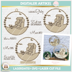 Maritime Wreath and Loop SVG Laser File, Beach Chair Wreath SVG, Beach Chair Laser File, Maritime Door Wreath SVG, Maritime Cut File