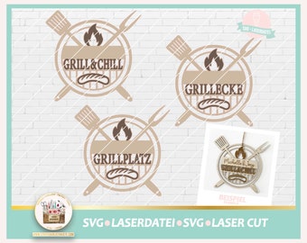 Laserdatei Grillen Schild SVG, Grillschild SVG, Laserdatei Grillecke, Grill SVG, Grillplatz Laser Datei, Laser Cut Grillen, gewerblich