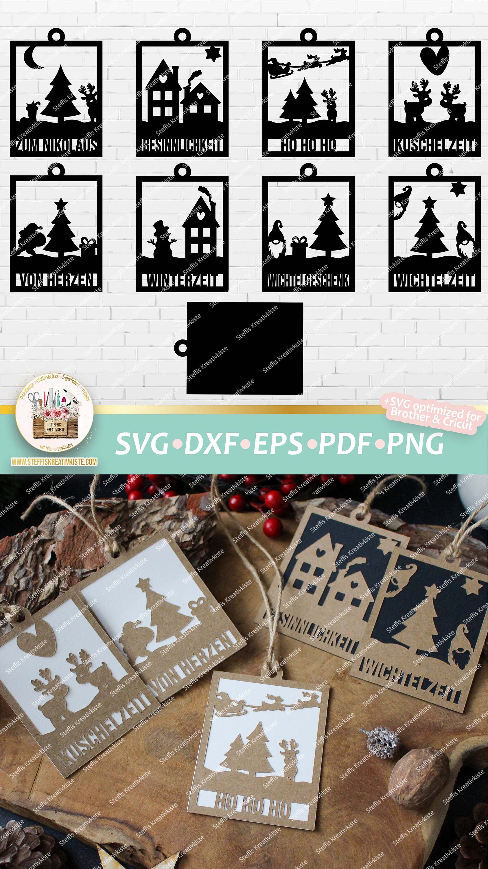 Cut File Christmas Tags German Sayings SVG Digistamp - Etsy