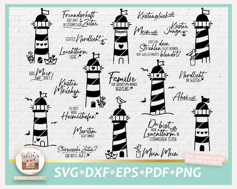 Plotterdatei Leuchtturm Bundle SVG, Plotterdatei Leuchttürme, SVG Maritim, Sprüche Maritim, Digistamp Leuchtturm, Maritim gewerblich image 1