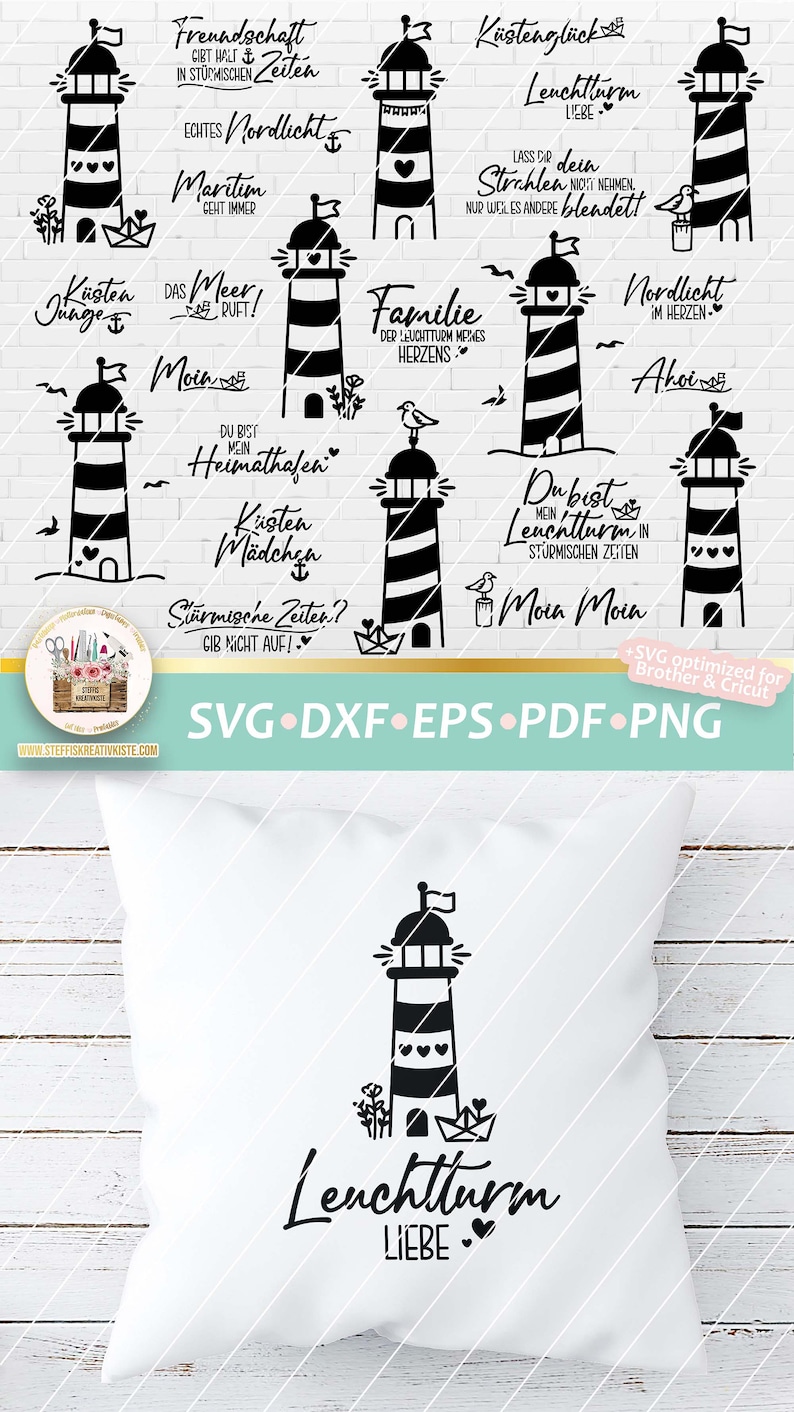 Plotterdatei Leuchtturm Bundle SVG, Plotterdatei Leuchttürme, SVG Maritim, Sprüche Maritim, Digistamp Leuchtturm, Maritim gewerblich Bild 9