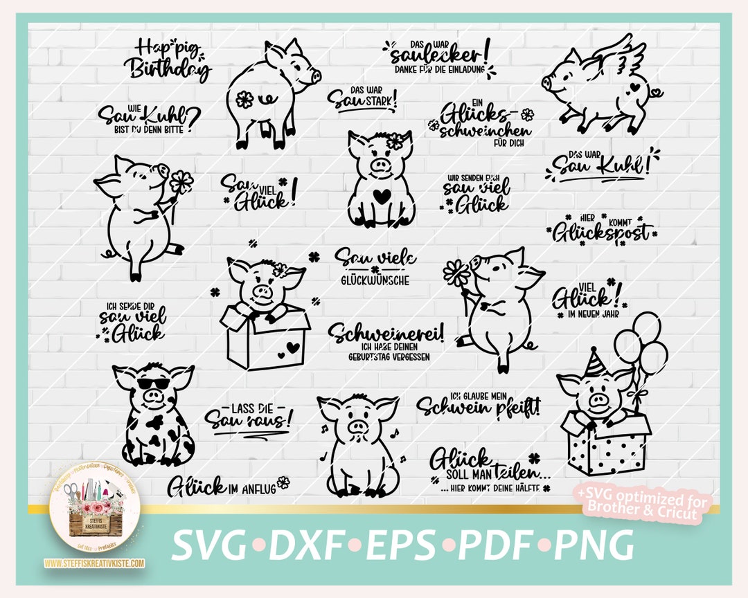 Plotterdatei Glücksschwein SVG, Plotterdatei Schwein SVG, Plotterdatei