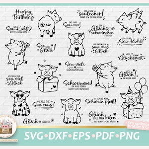 Plotterdatei Glücksschwein SVG, Plotterdatei Schwein SVG, Plotterdatei
