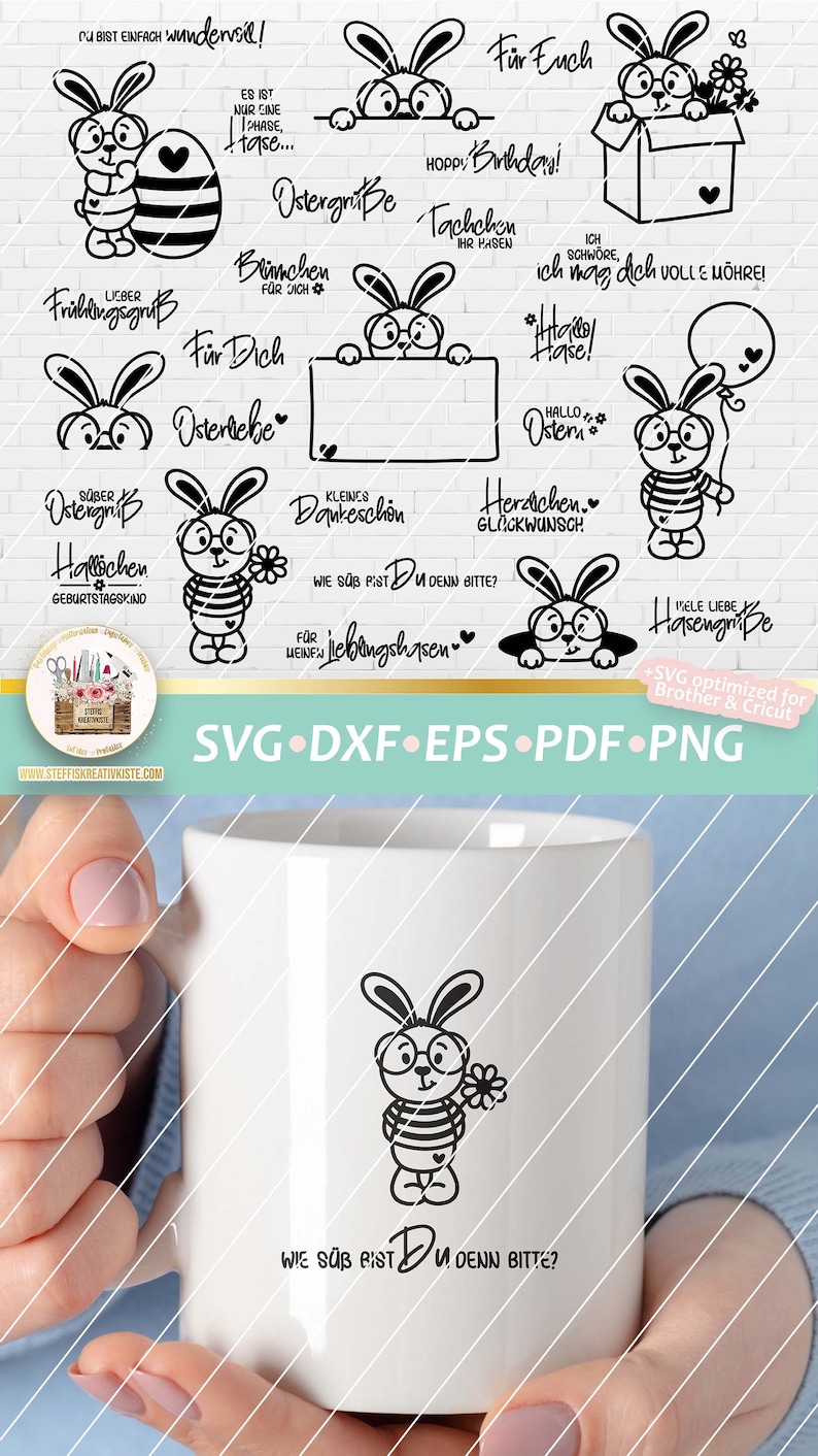 Plotterdatei Hase mit Brille SVG, Plotterdatei Ostern, SVG Geburtstag, Laserdatei Hase, Laser Cut Ostern, gewerblich, Frühling Plotterdatei image 10