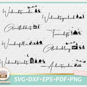 German Words Christmas SVG Bundle, Cut File German Lettering Christmas, SVG Cute Rudolph Reindeer, Clipart German Saying Christmas PNG