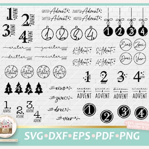 Plotterdatei Advent Zahlen SVG, Plotterdatei Adventszahlen, Plotterdatei Weihnachten, Adventszahlen SVG, Zahlen Adventskranz SVG