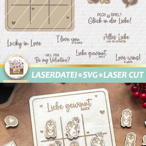 Laserdatei Liebe Drei Gewinnt SVG, Laserdatei Brettspiel, Laserdatei Valentinstag, Brettspiel SVG, Laser Cut Love Valentine Game image 8
