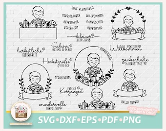 Plotterdatei Herbst Junge SVG, Herbstkranz SVG, Laserdatei Herbst, Plotterdatei Herbstkranz, Herbst Bundle, Herbst Sprüche SVG