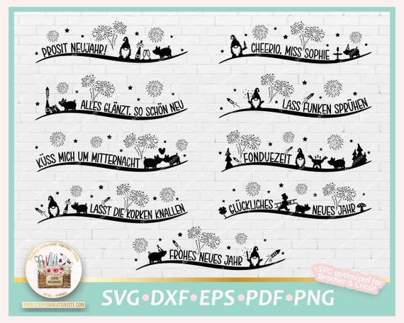 Plotterdatei Silvester Sprüche deutsch SVG, Plotterdatei Silvester Schriftzüge, Silvester Schriftzüge Kerzen, Digistamp Silvester Schriftzug