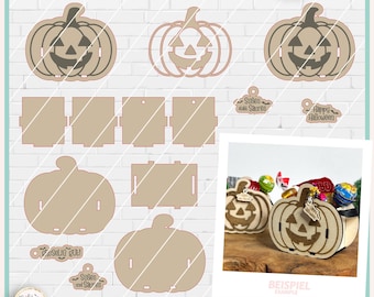 Halloween Pumpkin Box SVG Laser File, Halloween Trick or Treat, Box SVG, Halloween Candy Box SVG, Halloween Bag Laser File, Commercial Use