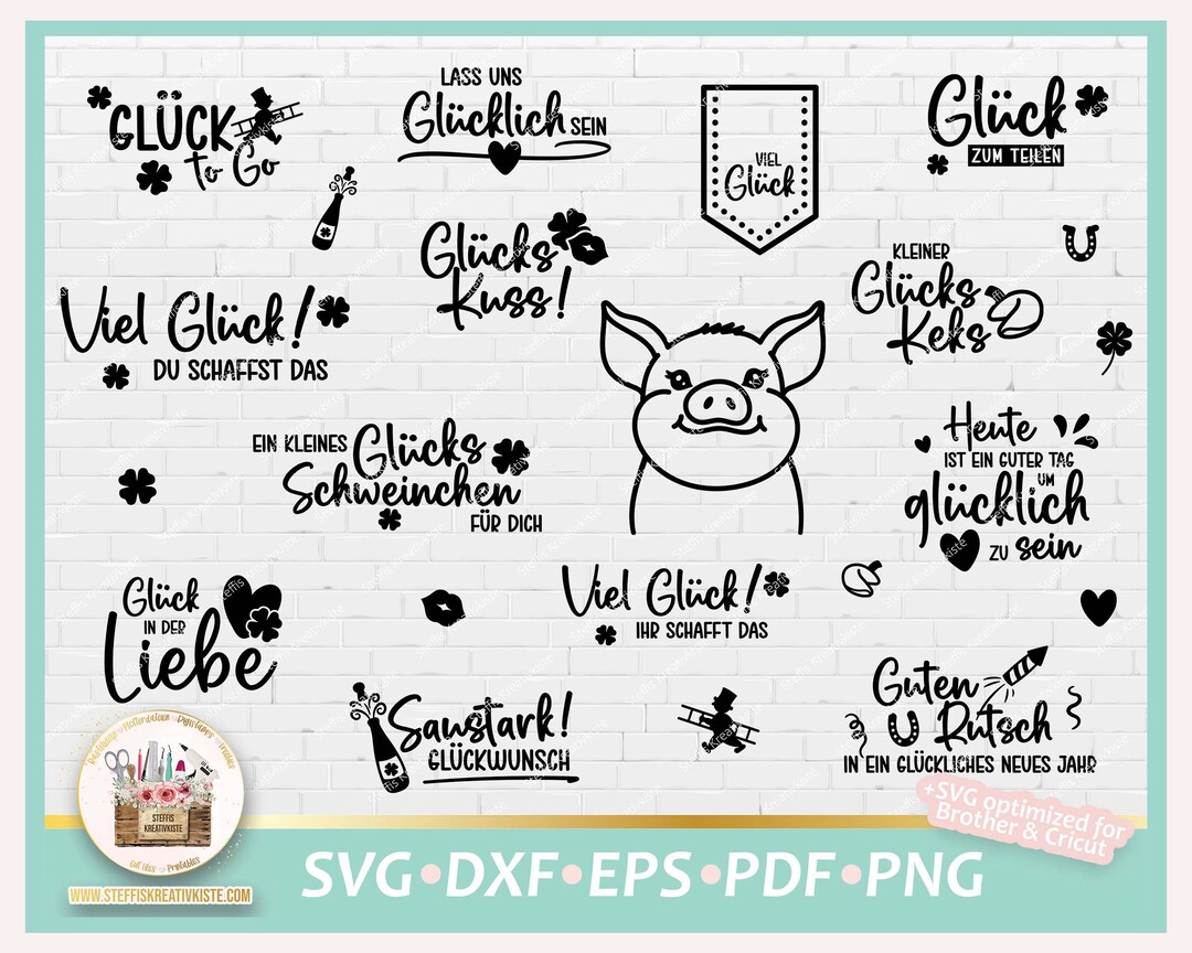Plotterdatei Glück Sprüche und Schriftzüge in SVG, Digistamp Glück