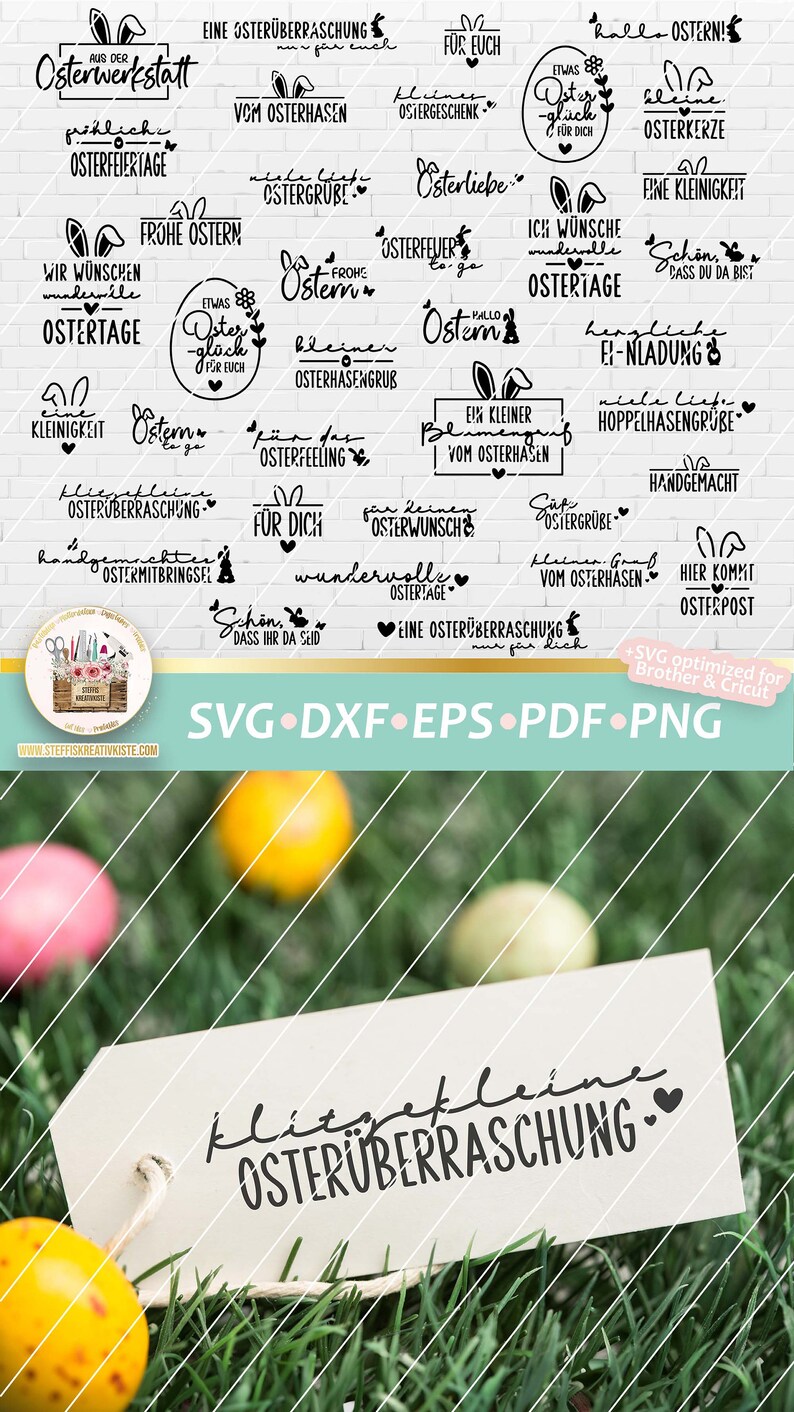 Plotterdatei Ostern Sprüche deutsch Etiketten SVG, Plotterdatei Ostern Schriftzüge, Bundle Ostern Sprüche, Anhänger Sprüche Bild 9