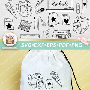 Bundle Plotterdatei Einschulung Grundschule SVG DXF PNG, Svg Schulanfang Sammlung, Digistamp Einschulung, dxf Schule, Svg Schule kommerziell Bild 9