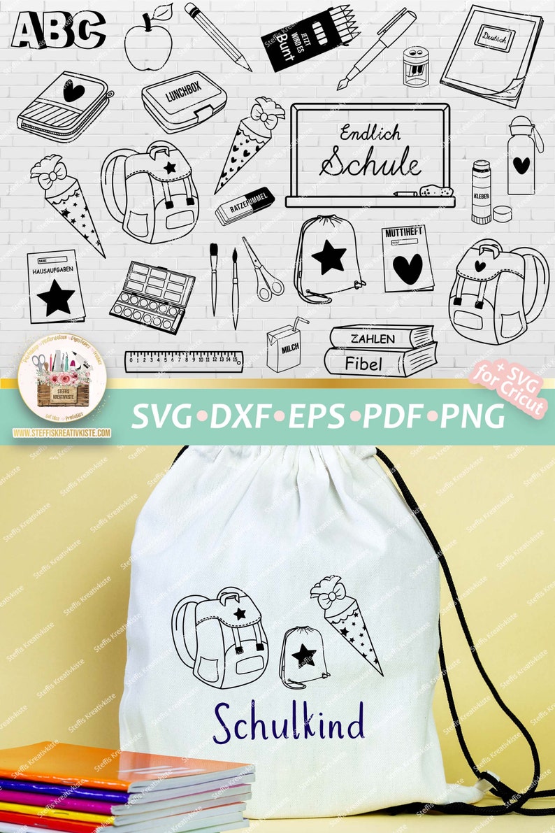 Bundle Plotterdatei Einschulung Grundschule SVG DXF PNG, Svg Schulanfang Sammlung, Digistamp Einschulung, dxf Schule, Svg Schule kommerziell Bild 9