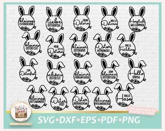 Plotterdatei Ostern deutsche Sprüche SVG, Plotterdatei Osterkranz, Frühling SVG, Plotterdatei Hasenohren SVG, Ostern dxf, Ostern gewerblich
