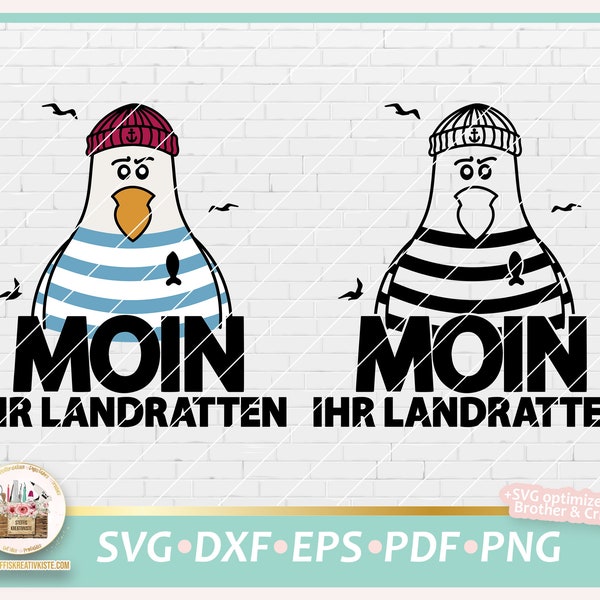 Plotterdatei Maritim Möwe Moin SVG, Plotterdatei Möwe Seemann, SVG Möwe, Plotterdatei Norddeutsch, Digistamp Maritim PNG, Möwe dxf