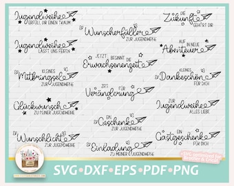 Youth Consecration Bundle SVG, Youth Consecration German Saying, Youth Consecration Lettering, Youth Consecration DXF, Jugendweihe Sayings