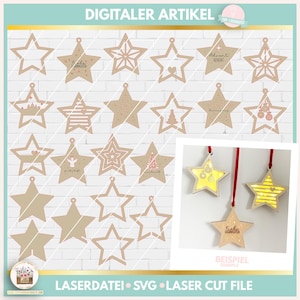 Laserdatei Weihnachten Lichtstern SVG, Laser Datei Stern LED Licht zum Aufhängen SVG, Laser Cut Datei Weihnachten Stern, gewerblich