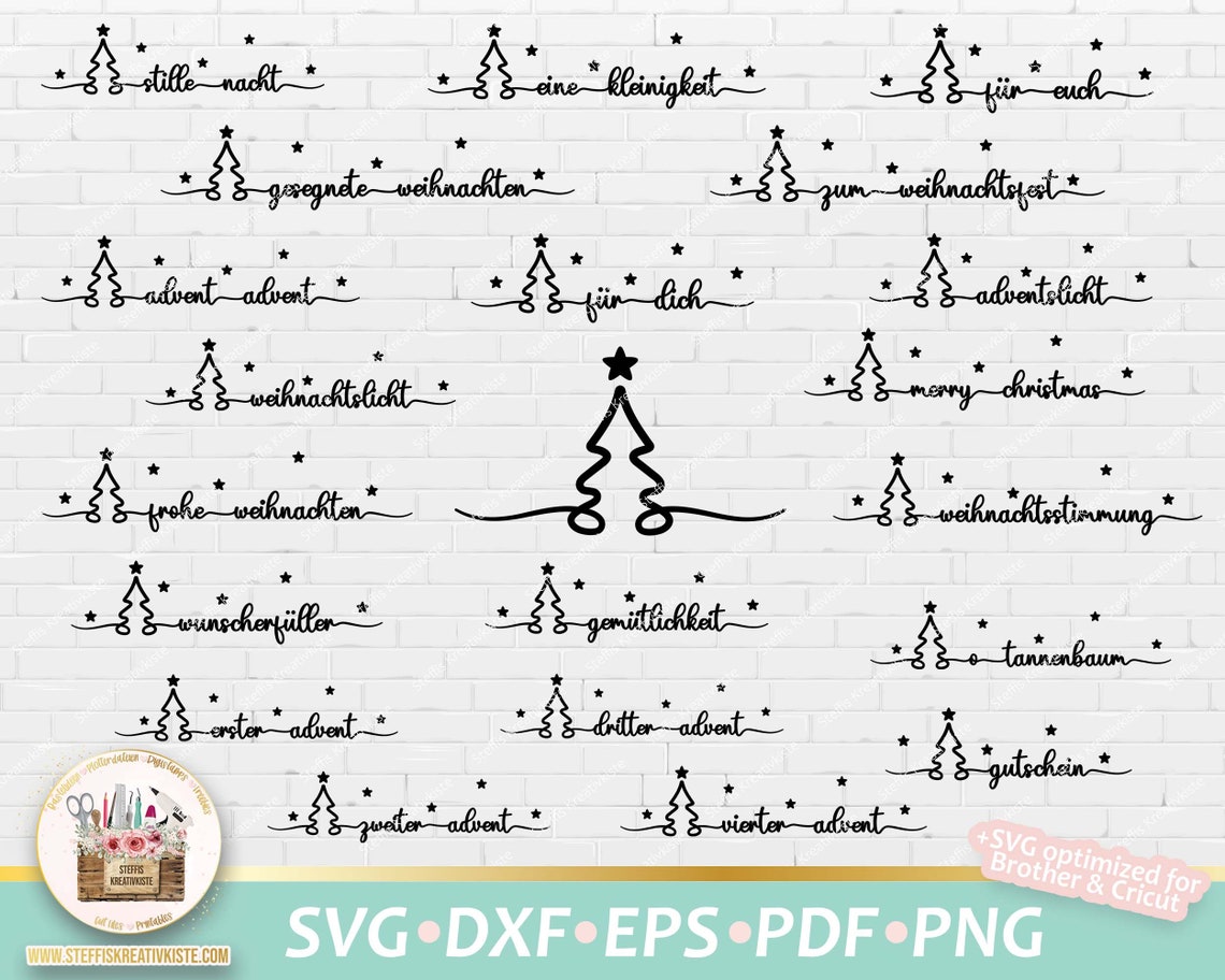 Plotterdatei Weihnachten Schriftzüge deutsch SVG Plotterdatei Etsy.de